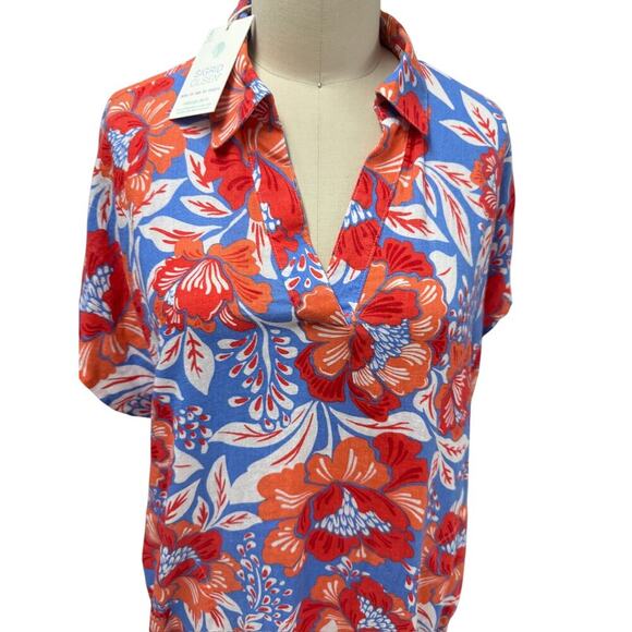 NWT Sigrid Olsen Linen Blend Floral Maxi Dress S Coastal Resort Vacation Style - Picture 2 of 5